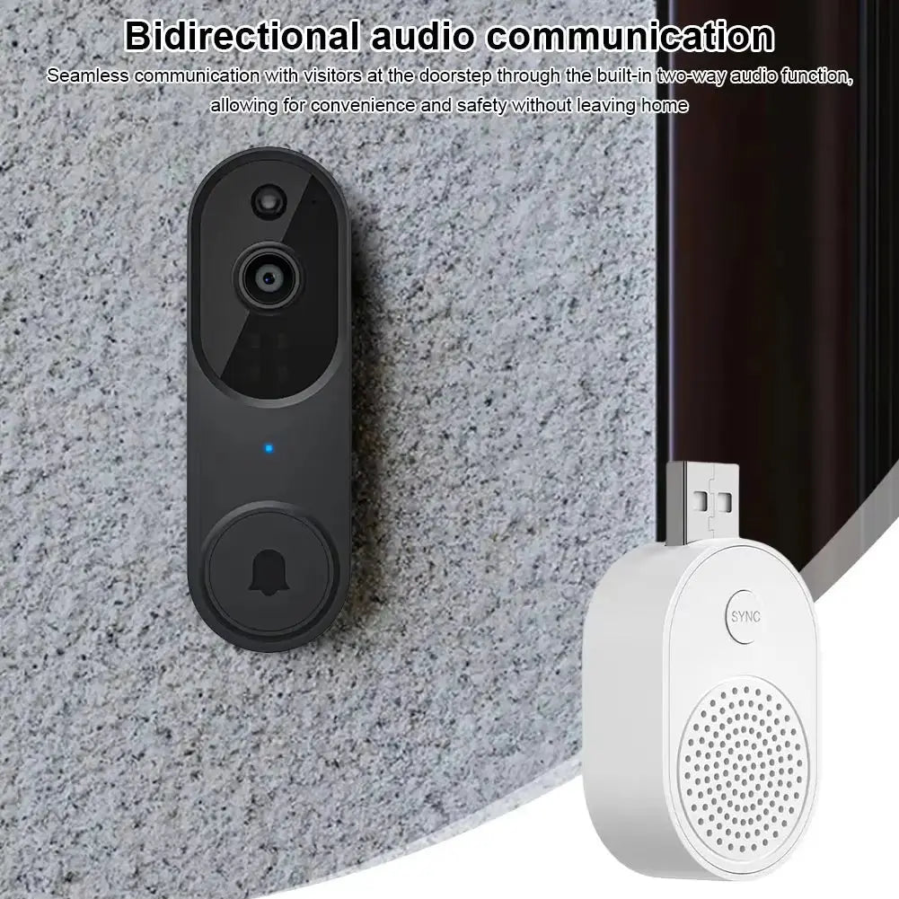 1080P Wireless Video Doorbell Camera with 2-Way Audio, Wi-Fi Connectivity, Motion Detection, Night Vision, and Intercom System for Enhanced Home Security