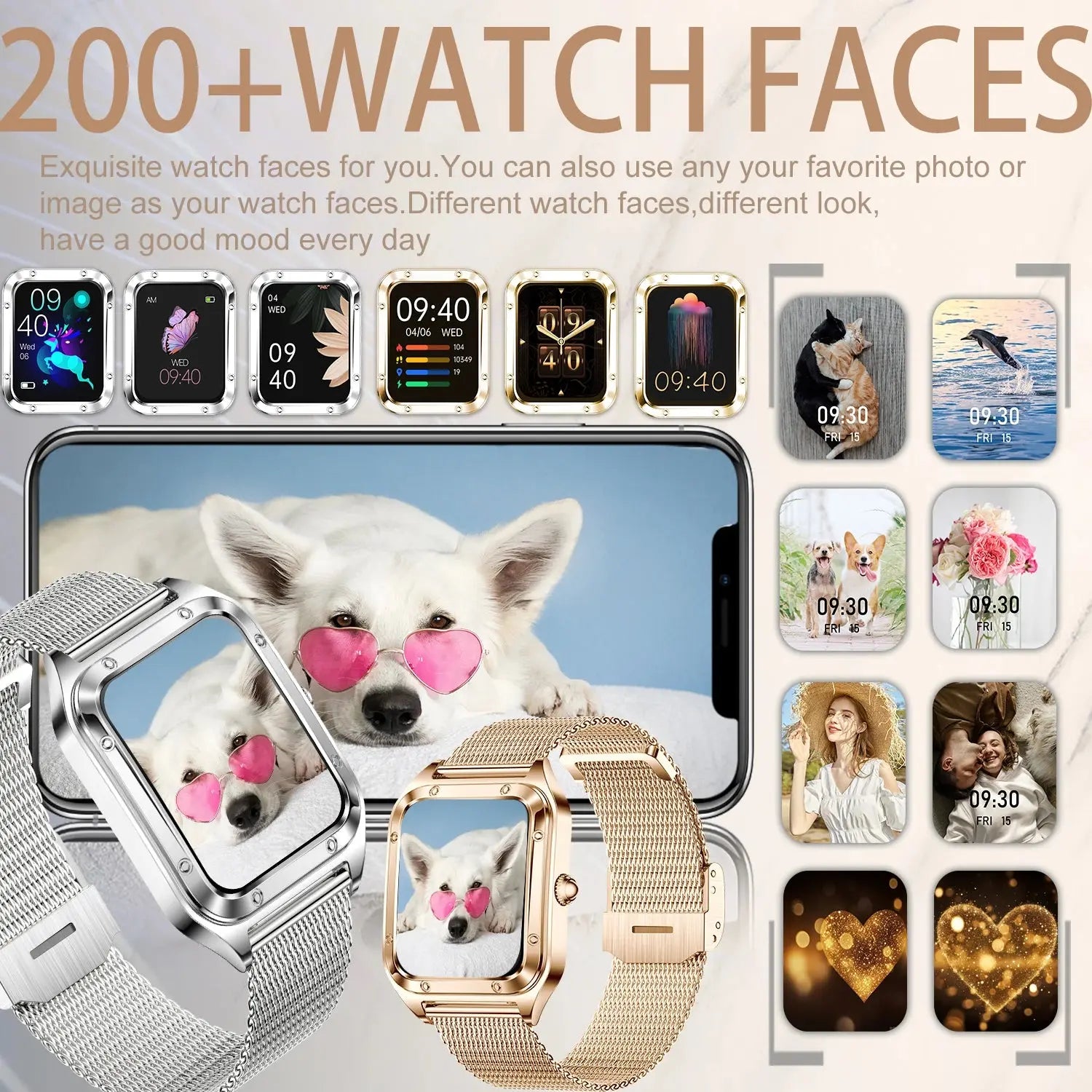 Women's Smart Watch with Call Functionality for iPhone/Android, Fitness Tracker with 100+ Sports Modes, 200+ Watch Faces, 1.59" Display - Perfect Gift Option