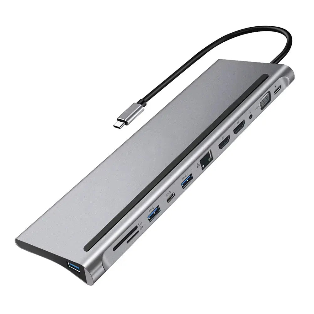 12-in-1 Type-C USB 3.1 Hub with Dual HDMI 4K Docking Station