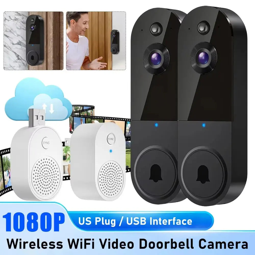 1080P Wireless Video Doorbell Camera with 2-Way Audio, Wi-Fi Connectivity, Motion Detection, Night Vision, and Intercom System for Enhanced Home Security