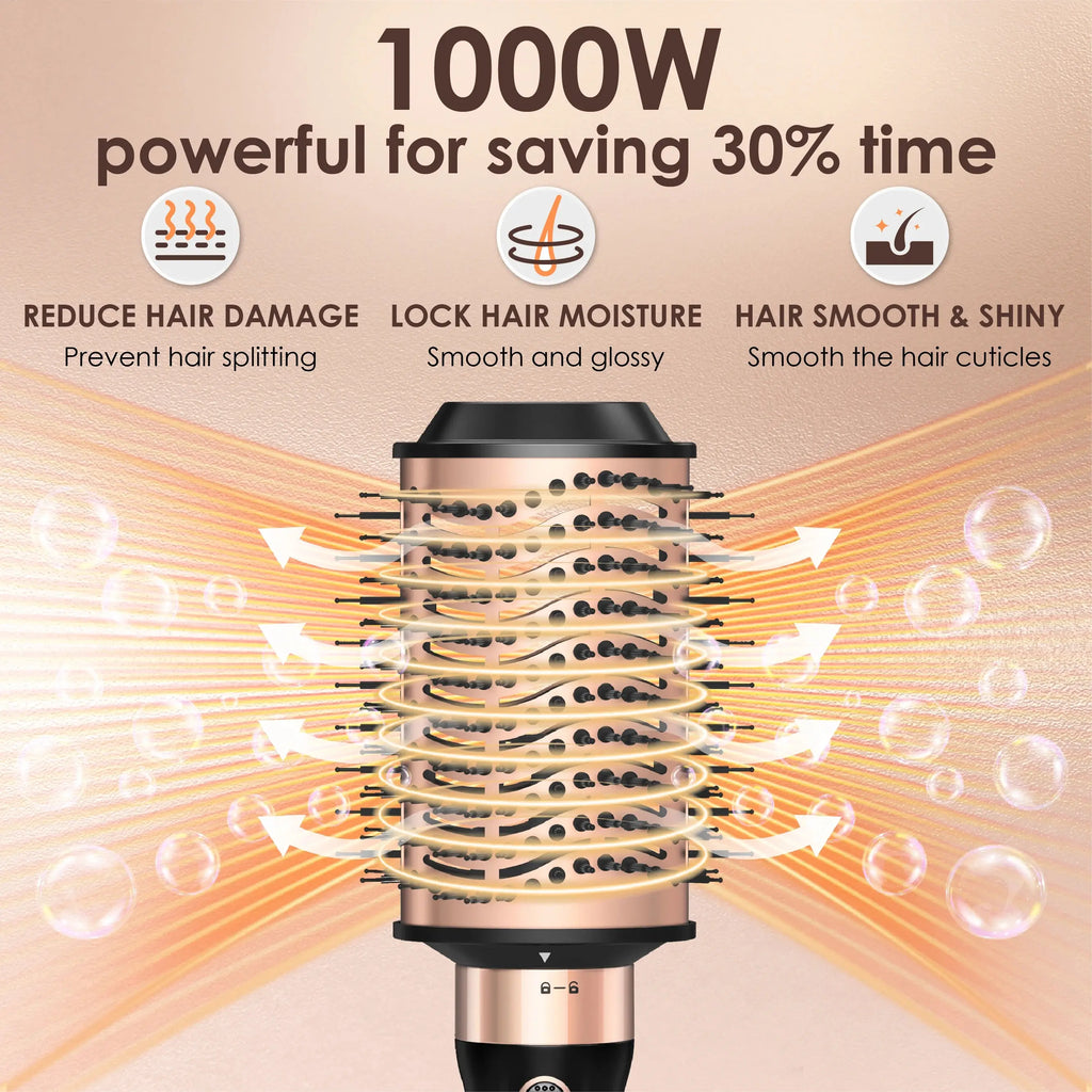 Professional Hot Air Brush Set - Multi-Functional Blow Dryer and Styling Tool for Straightening and Curling