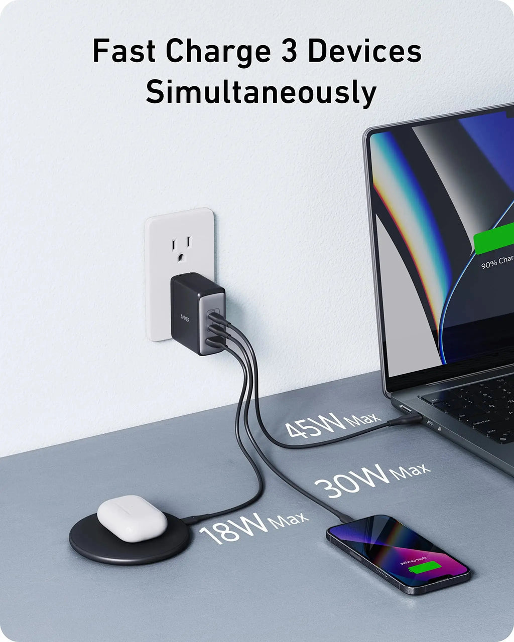 Anker 100W USB-C 736 Nano II 3-Port Fast Compact Wall Charger