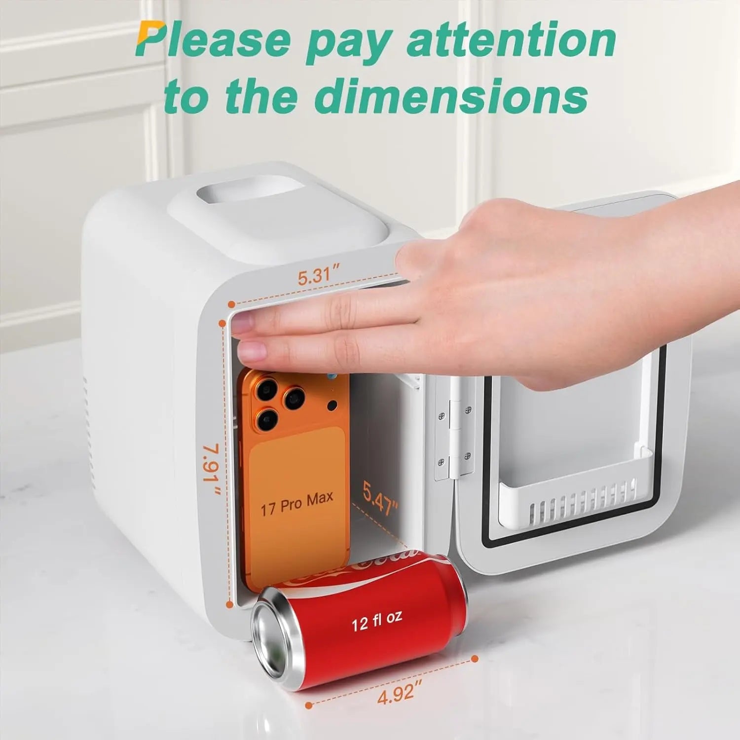 4L Portable Mini Fridge - 6 Can Cooler and Warmer for Skincare, Cosmetics, Beverages, and Food - Ideal for Bedroom, Office, Car, and Dorm - ETL Listed (White)