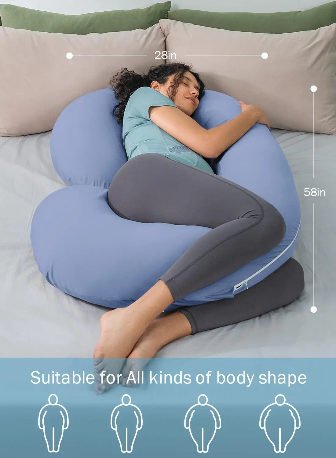Cooling Maternity Pillow for Pregnant Women (Cooling Blue)