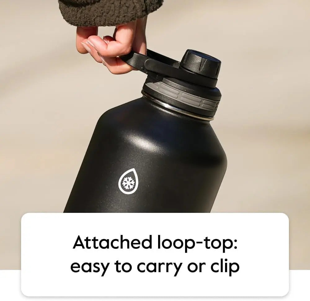 18 oz Stainless Steel Water Bottle with Double Wall Vacuum Insulation, Spout and Straw Lids, White