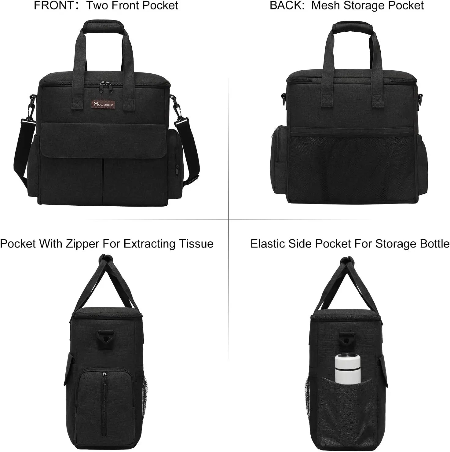 Dog Travel Bag - Comprehensive Weekend Travel Kit with Organizer, Collapsible Bowls, and Food Containers (Black)