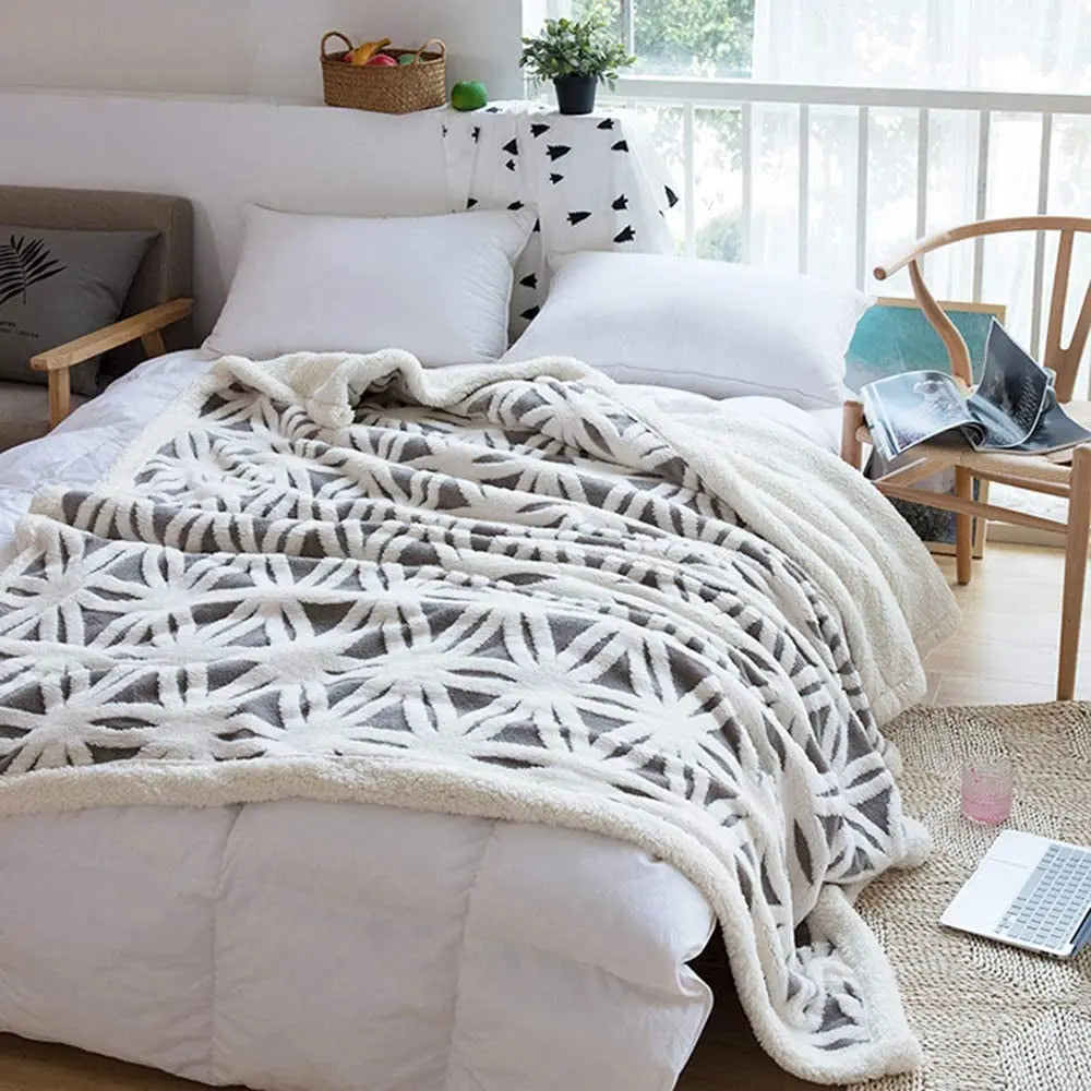 Dual-Sided Sherpa Fleece Throw Blanket, 71" x 80", Soft and Cozy for Couch, Sofa, and Bed (Grey)
