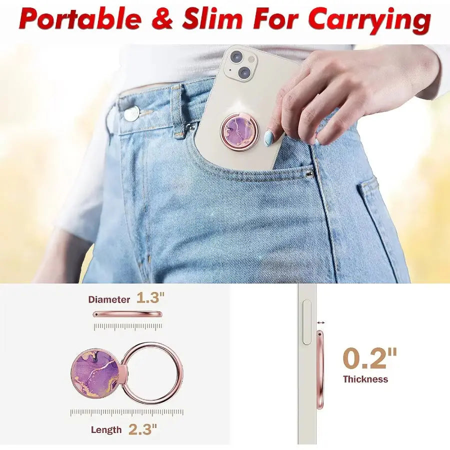 360-Degree Rotatable Metal Finger Ring Holder and Kickstand for Cell Phones, Compatible with Magnetic Car Mounts