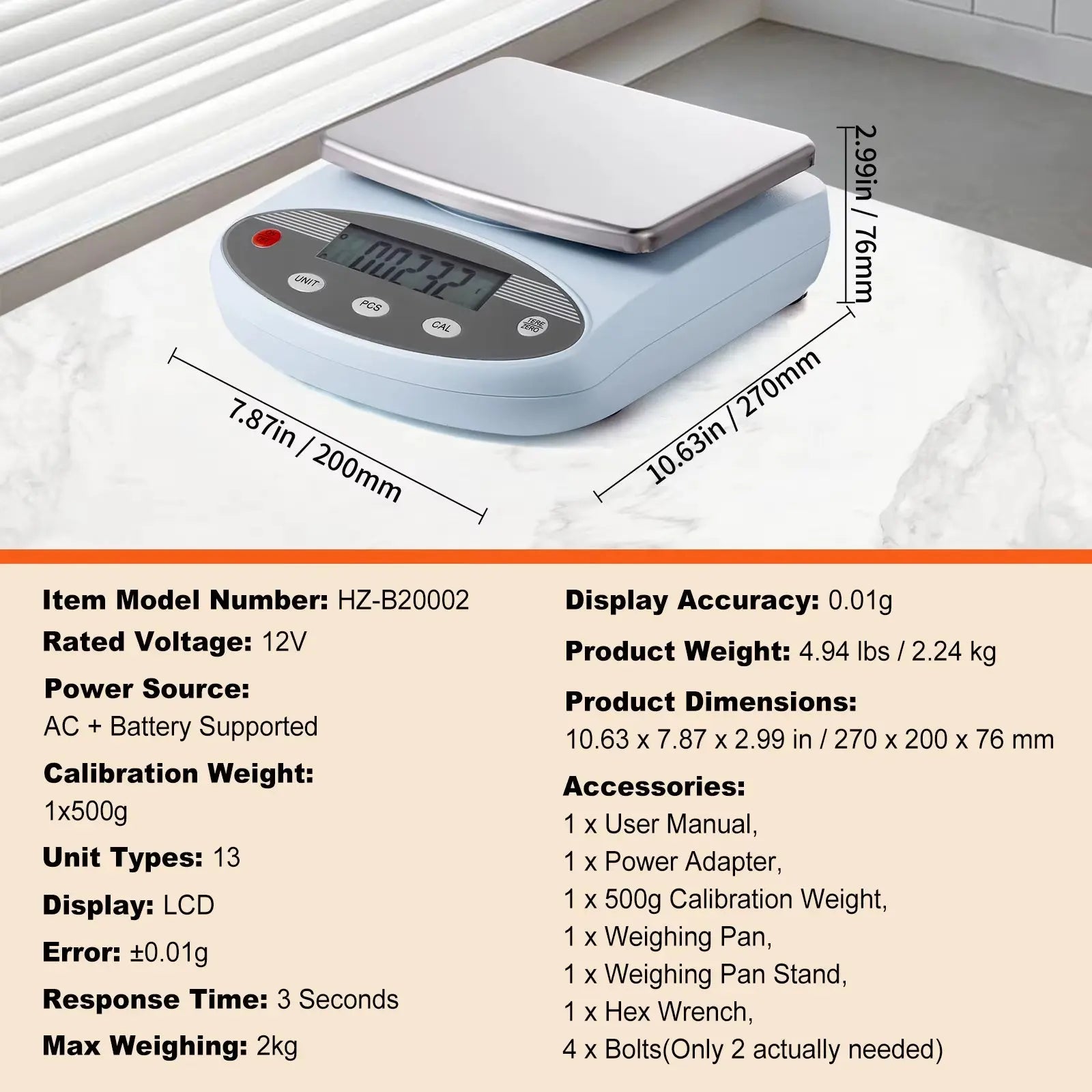 Succebuy 600X Analytical Balance - High Precision Lab Scale with 0.01g Accuracy and LCD Display for Jewelry Weighing