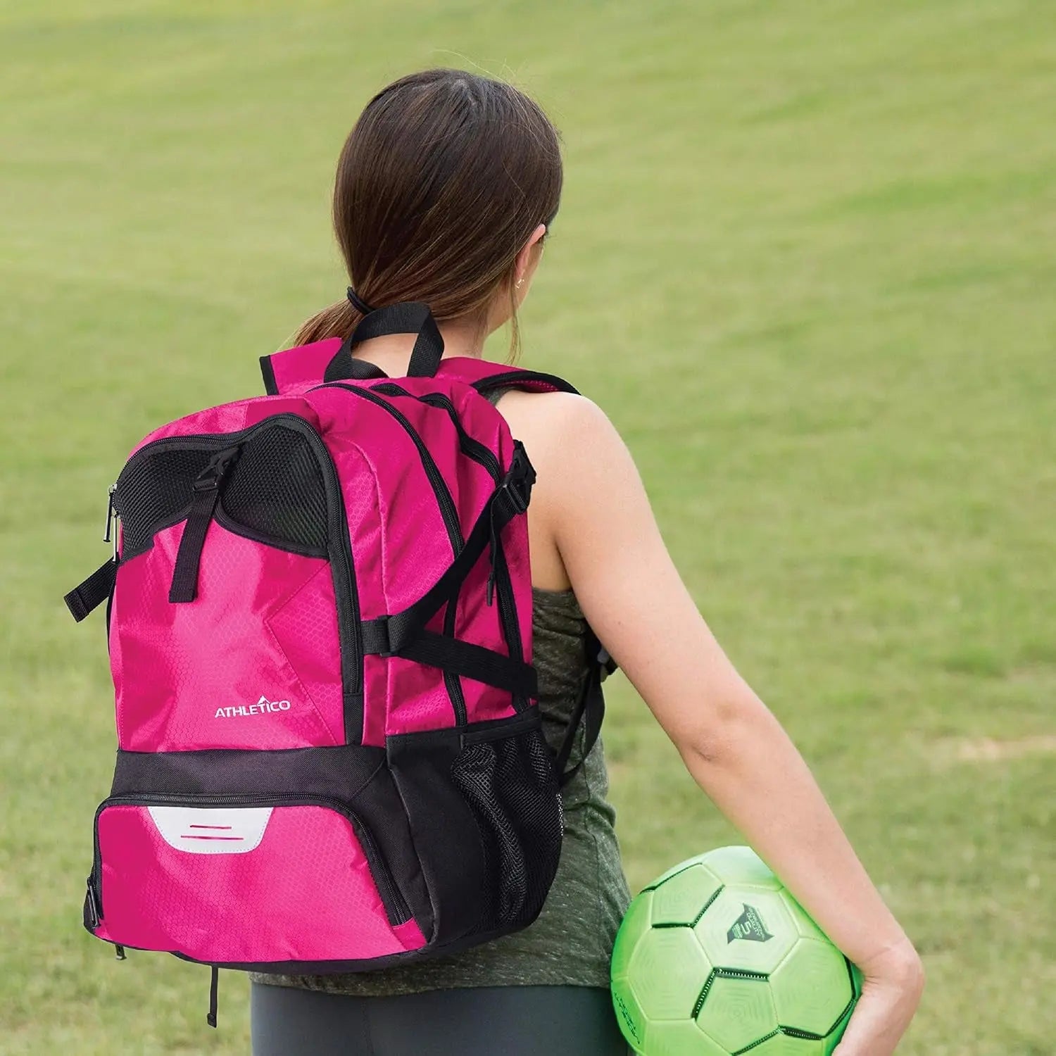 National Sports Backpack - Versatile Bag for Soccer, Basketball, and Football with Dedicated Cleat and Ball Compartment