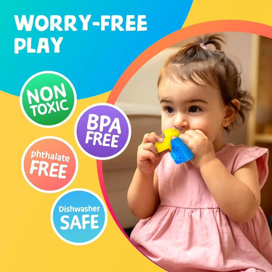 24-Piece Nuts and Bolts Motor Skill Development Set for Children 18 Months and Older with Ebook Guide