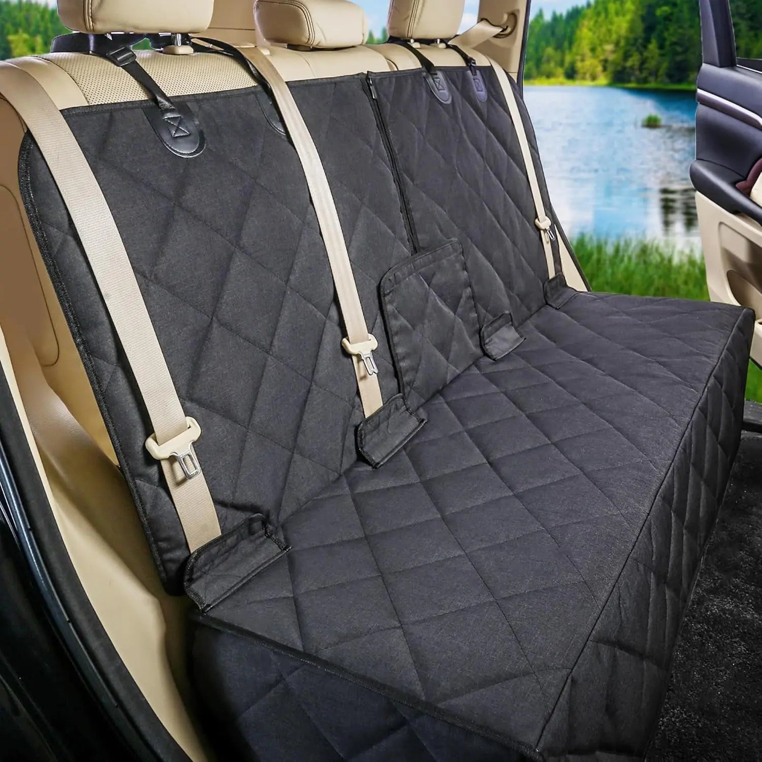 Bench Dog Waterproof Back Seat Cover for Pets - Durable, Scratch-Proof, Non-Slip Protector for Fur and Mud, Washable and Armrest Compatible
