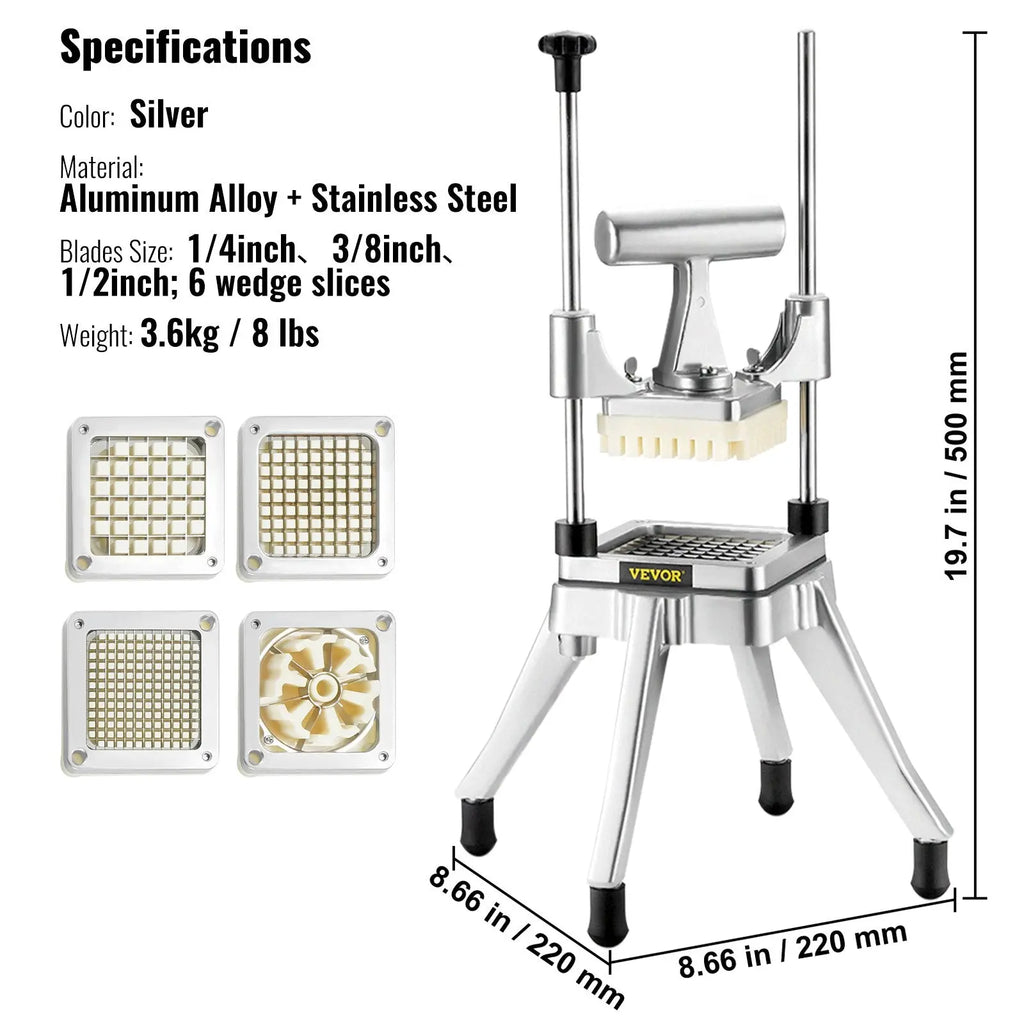 Professional Stainless Steel Vegetable and Fruit Chopper with Four Blades for Commercial Use