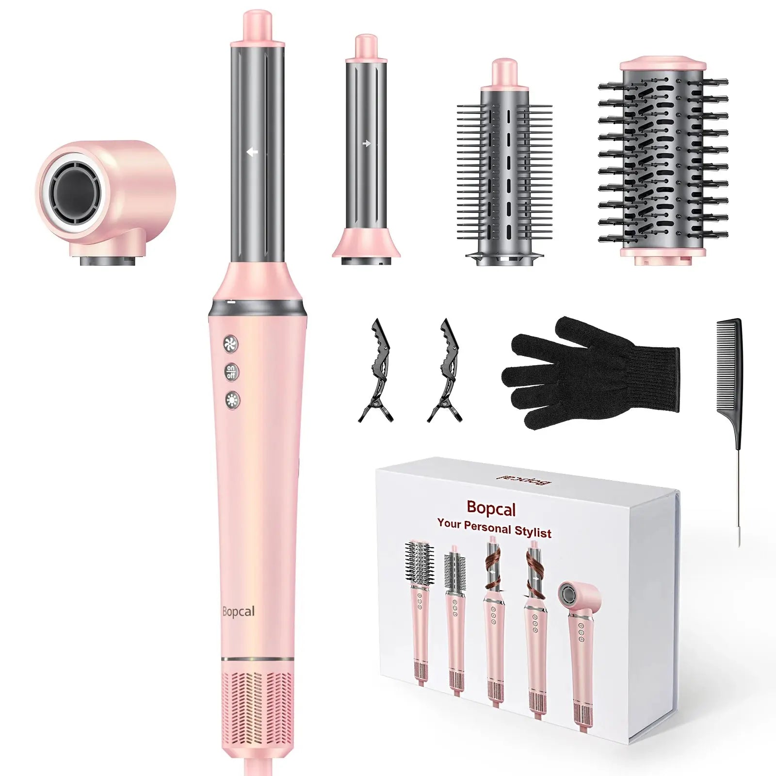 5-in-1 Multifunctional Hair Styling Tool: Electric Hair Dryer, Hot Air Comb, and Curling Iron with 1200W High-Speed Blower