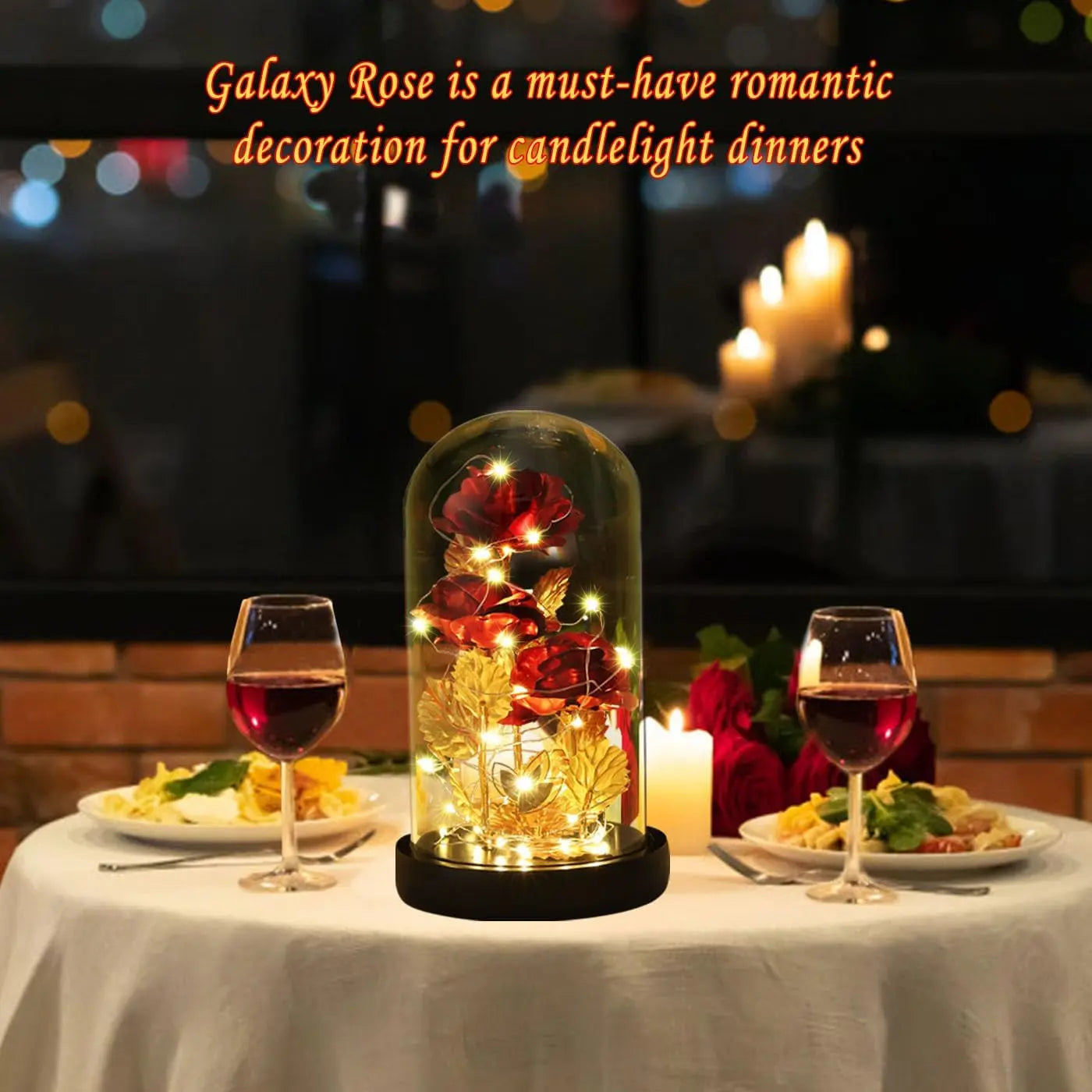 Elegant Galaxy Rose in Glass Dome - Illuminated Flower Gift for Women for Christmas, Anniversaries, Birthdays, Valentine's Day, and Weddings