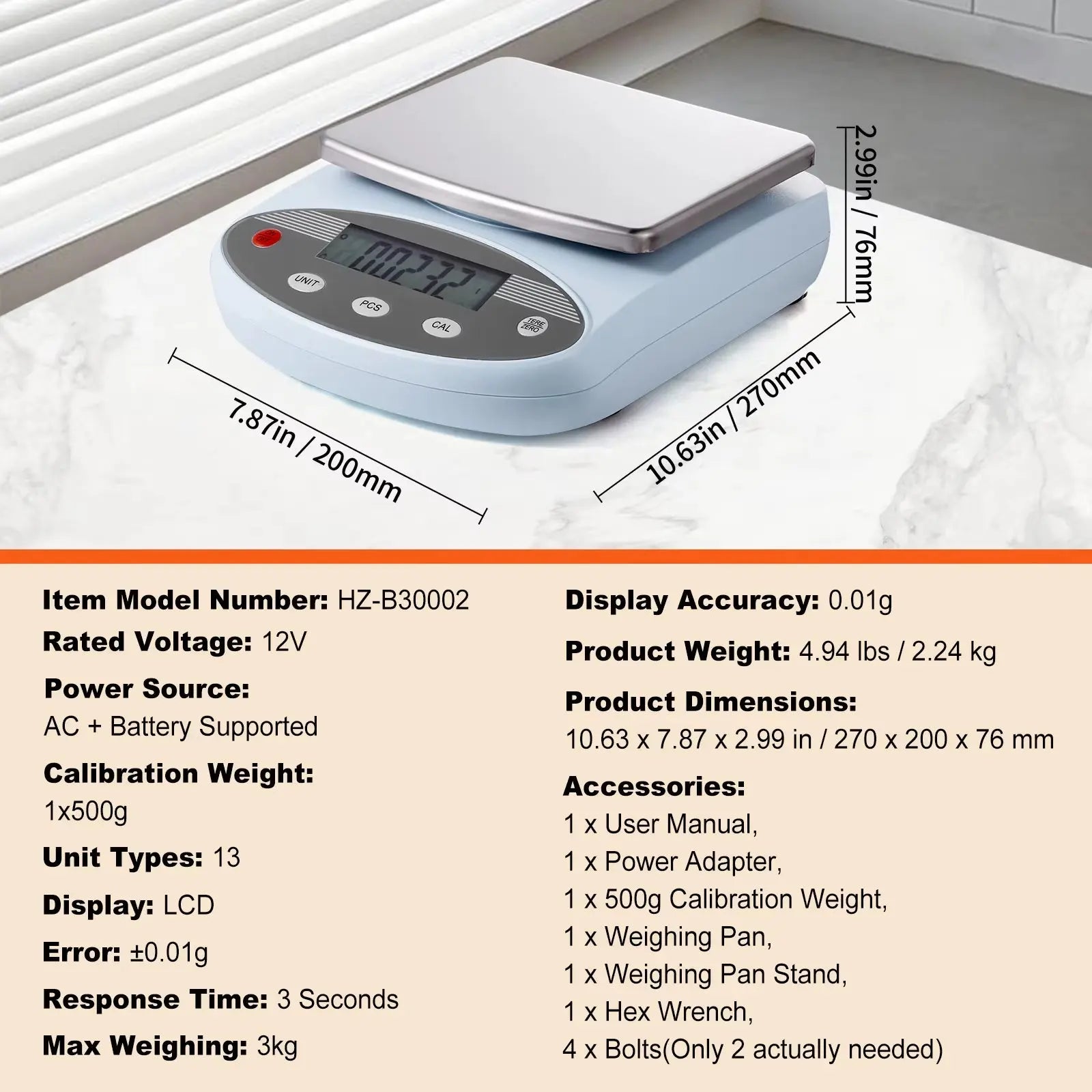 Succebuy 600X Analytical Balance - High Precision Lab Scale with 0.01g Accuracy and LCD Display for Jewelry Weighing