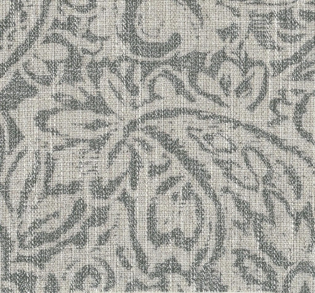 Upholstered Round Storage Ottoman for Living Room and Bedroom in Gray Floral Design