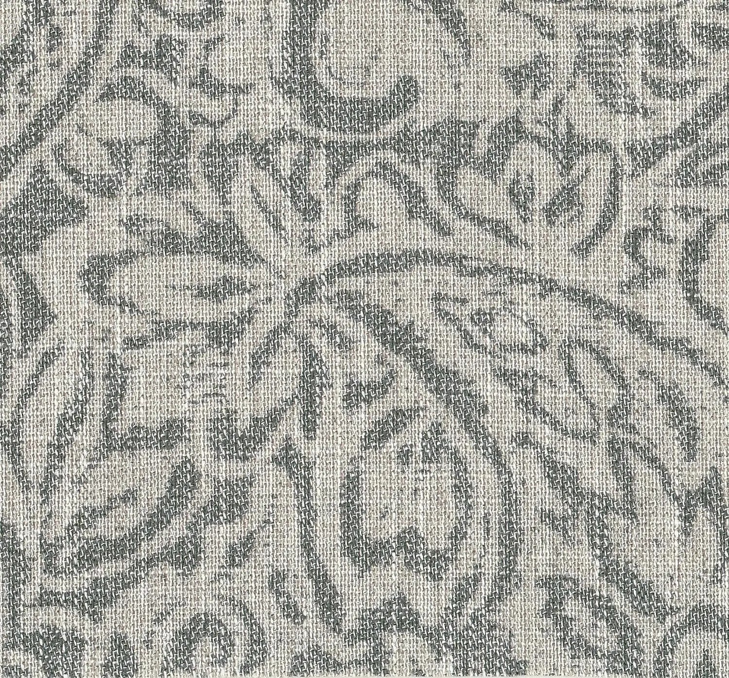 Upholstered Round Storage Ottoman for Living Room and Bedroom in Gray Floral Design