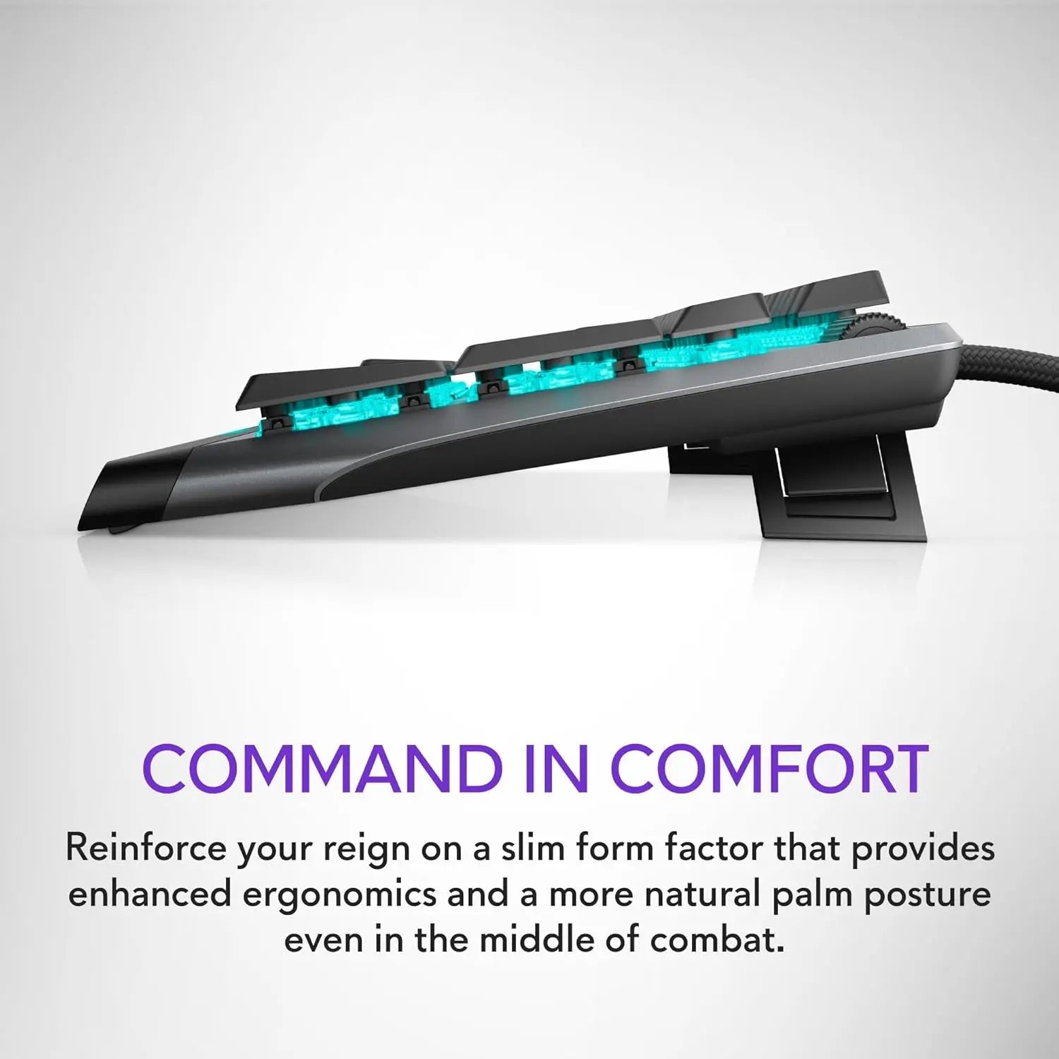 AW510K Low-Profile RGB Gaming Keyboard with Per-Key RGB LED Backlighting, Media Controls, USB Passthrough, and Cherry MX Low Profile Red Switches