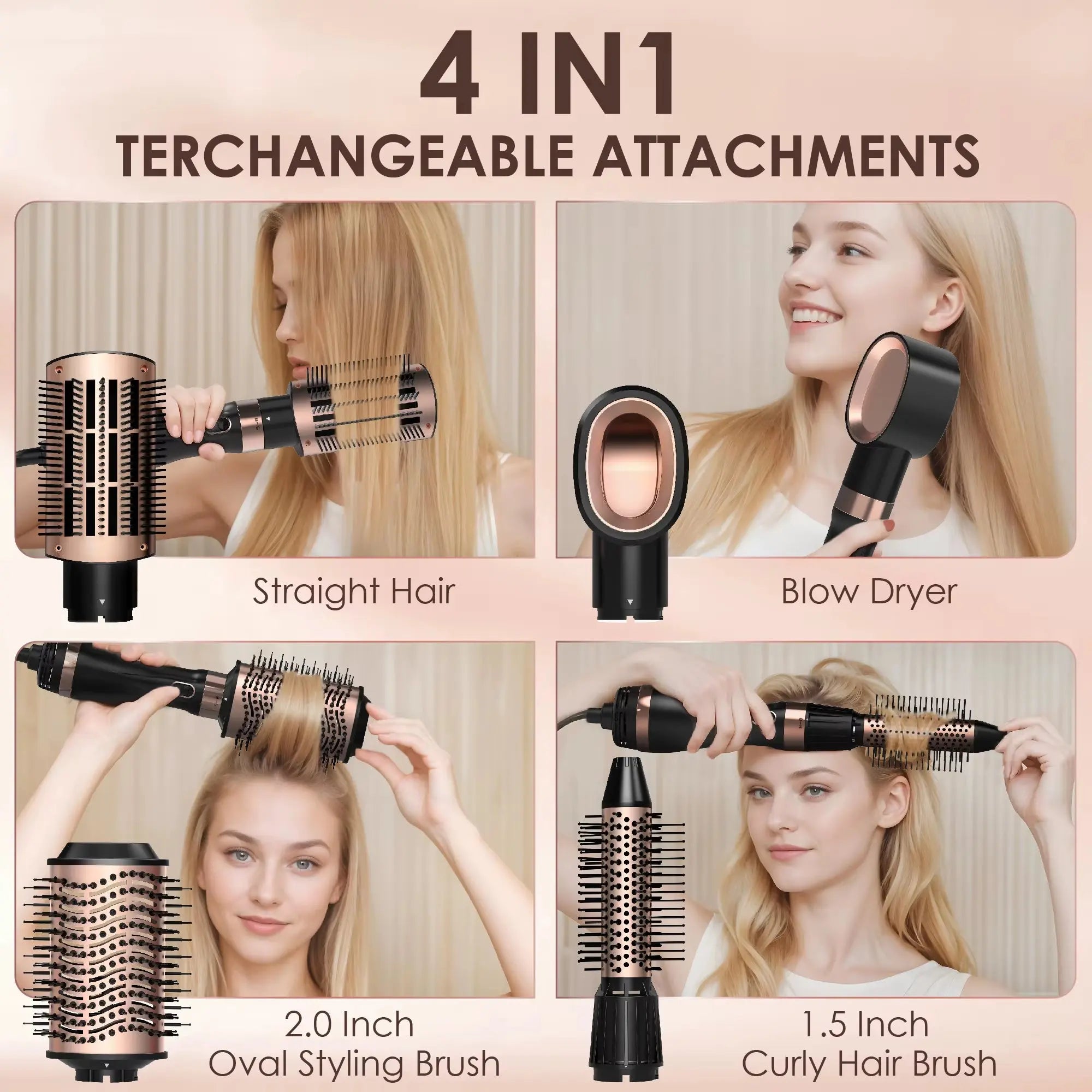 Professional Hot Air Brush Set - Multi-Functional Blow Dryer and Styling Tool for Straightening and Curling