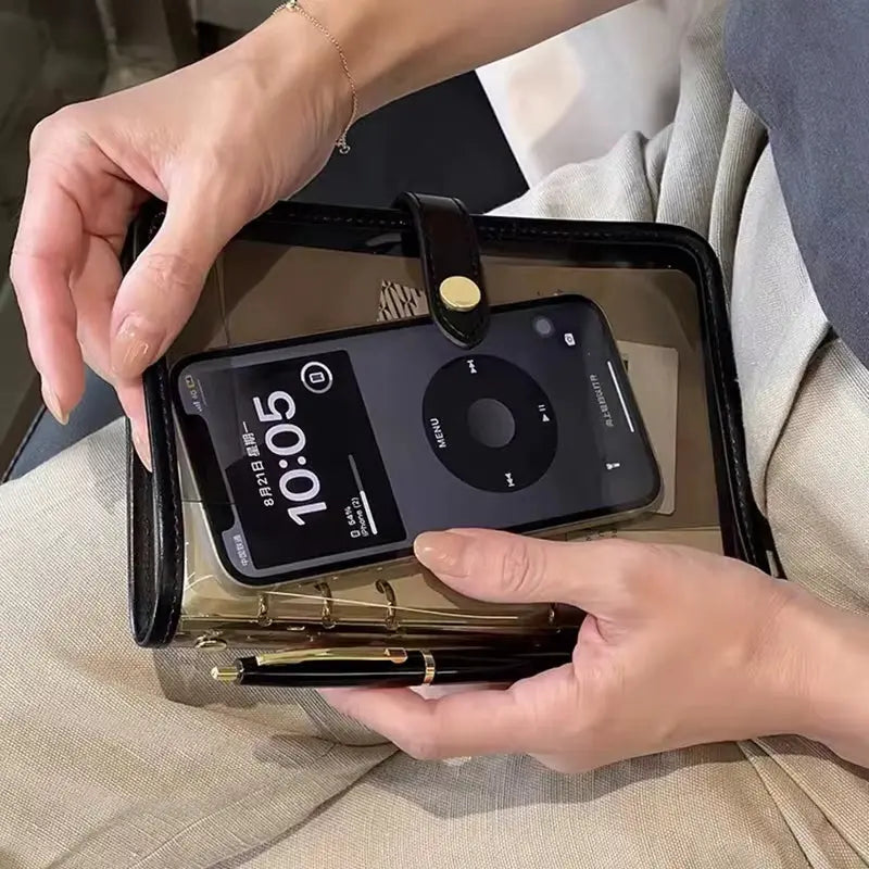 A5 A6 Transparent Binder Journal Soft Cover Notebook Diary Agenda Planner for Business and Office Use