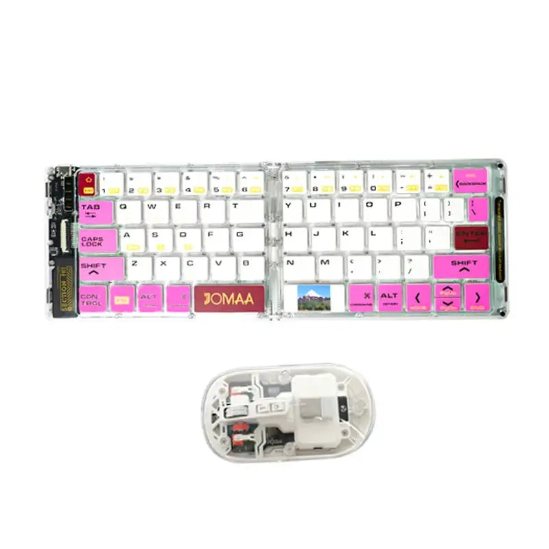 Wireless Bluetooth Foldable Keyboard and Mouse Combo - Ultra Slim, Rechargeable, Silent, Portable Travel Solution for Laptops, Tablets, and Phones