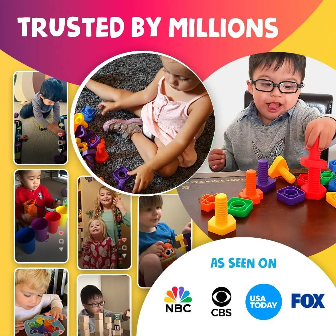 24-Piece Nuts and Bolts Motor Skill Development Set for Children 18 Months and Older with Ebook Guide