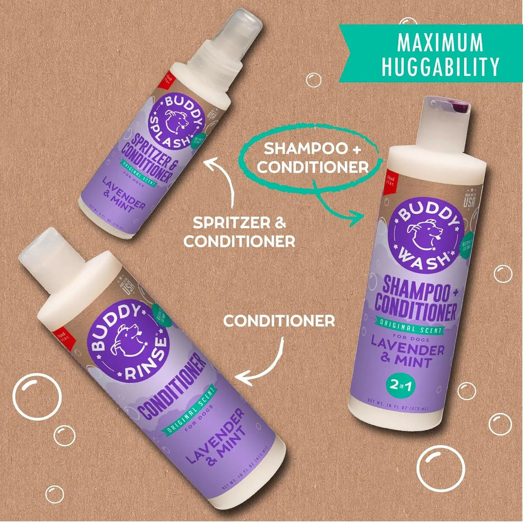 Buddy Wash 2-in-1 Lavender & Mint Dog Shampoo and Conditioner for Grooming, 1 Gallon