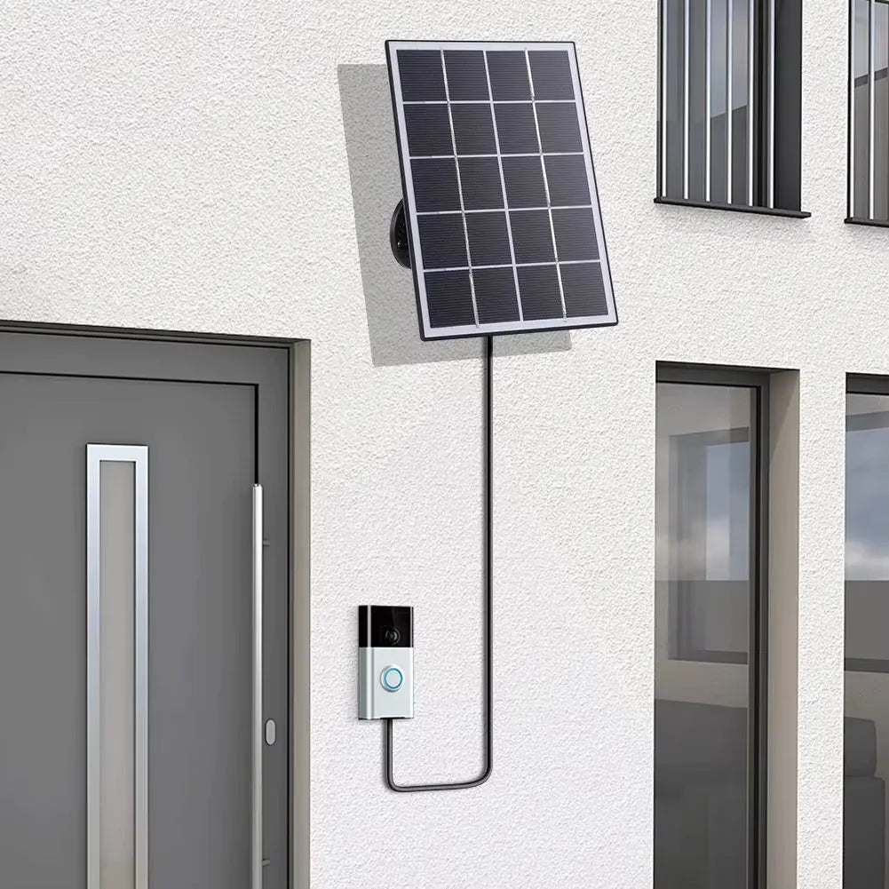 6-3W Solar Panel Charger for Ring Doorbell with IP65 Waterproof Rating and 360° Adjustable Wall Mount for Ring Video Doorbell Models 2, 3, 3 Plus, and 4