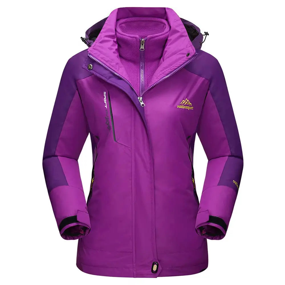 Women's 3-in-1 Winter Fleece Jacket - Waterproof Ski and Snowboard Coat, Outdoor Rain and Windbreaker Parka