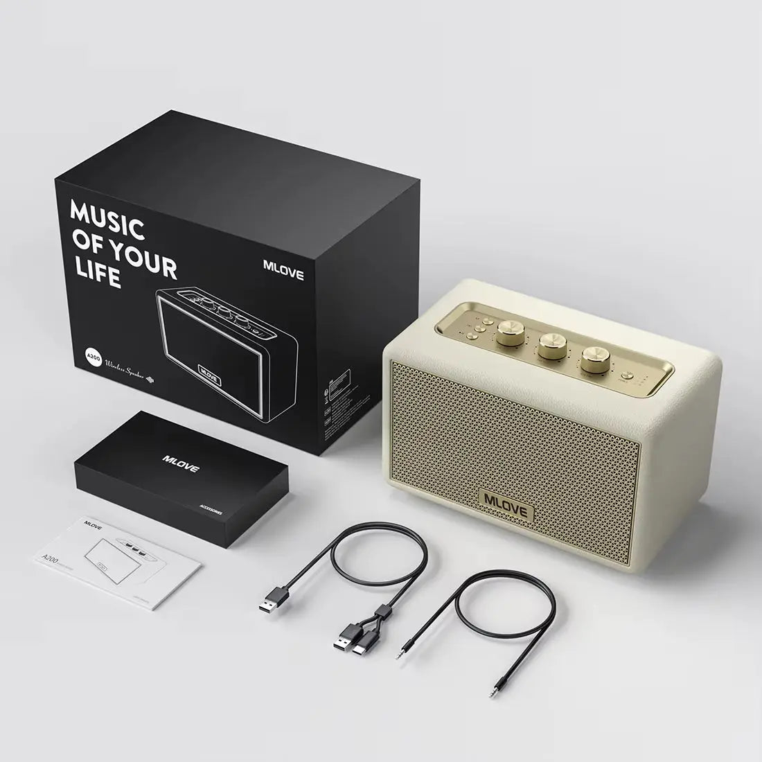 A200 Wireless Bluetooth 5.3 Speaker - Elegant Retro Design with 24-Hour Playtime