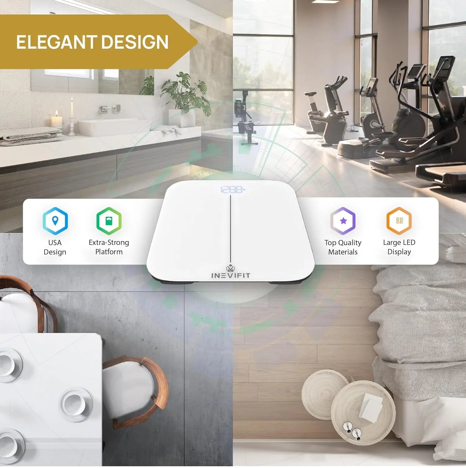 Premium Smart Bathroom Scale - Accurate Bluetooth Digital Body Weight and BMI Measurement for Multiple Users
