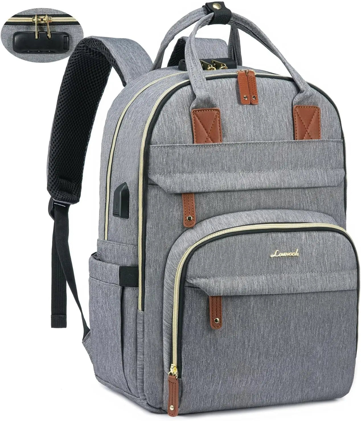 Unisex Anti-Theft Laptop Backpack for Travel and Work, Fits 15.6 Inch Laptops, Grey