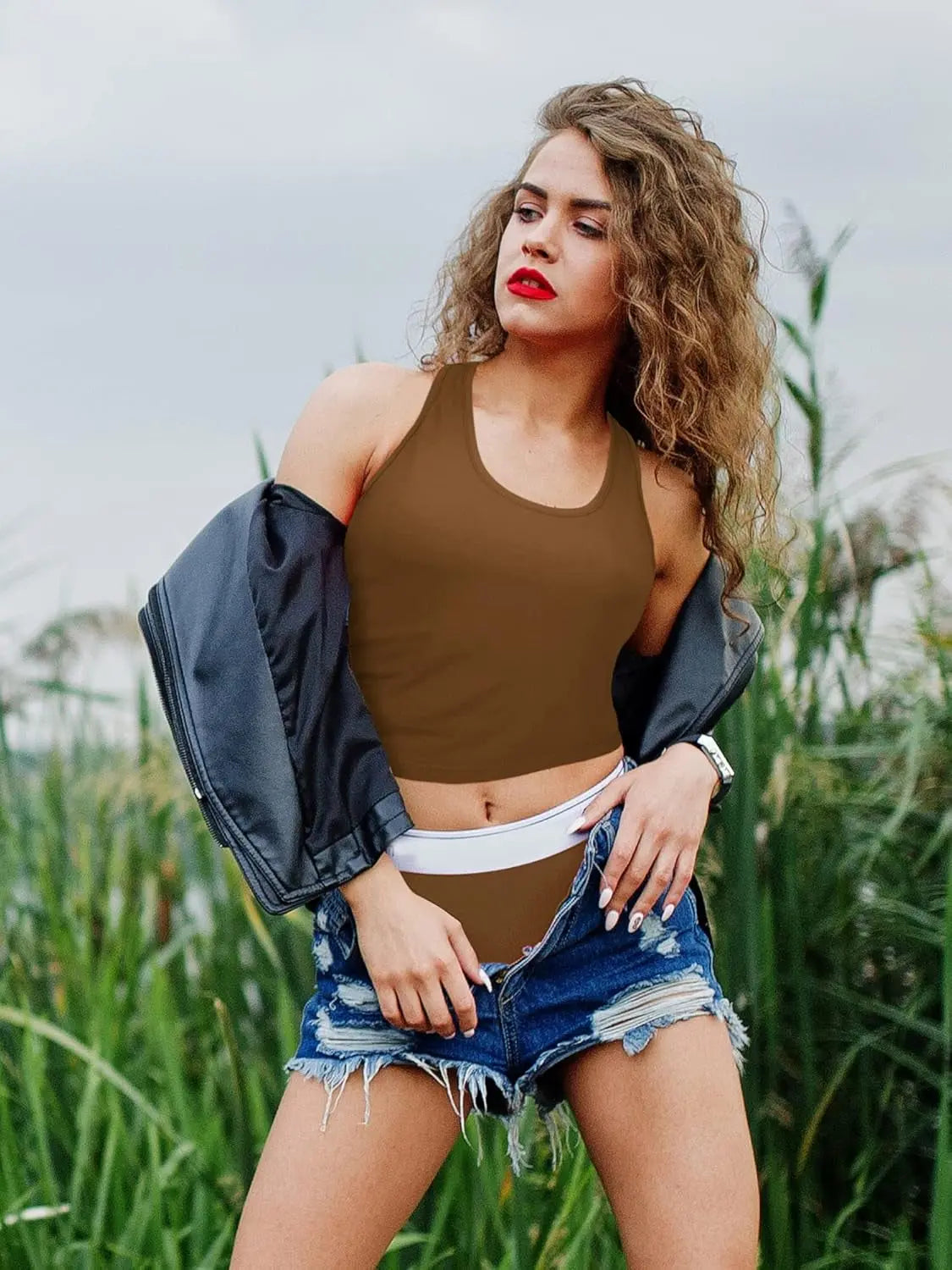 6-Pack Women's Sleeveless Racerback Sports Crop Tank Tops for Everyday Wear