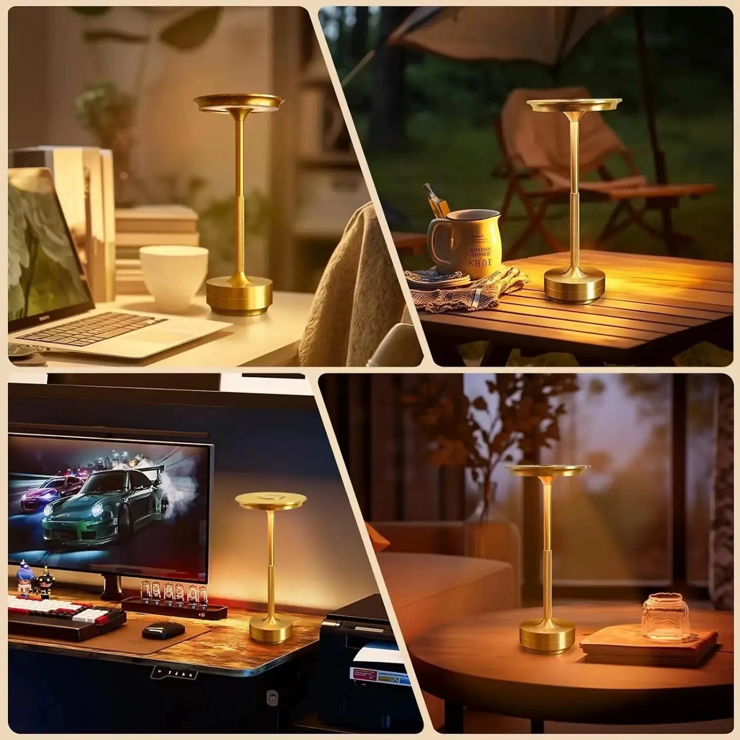 Rechargeable Wireless Table Lamp Set - Touch Control, USB-C, Ideal for Bedroom and Camping