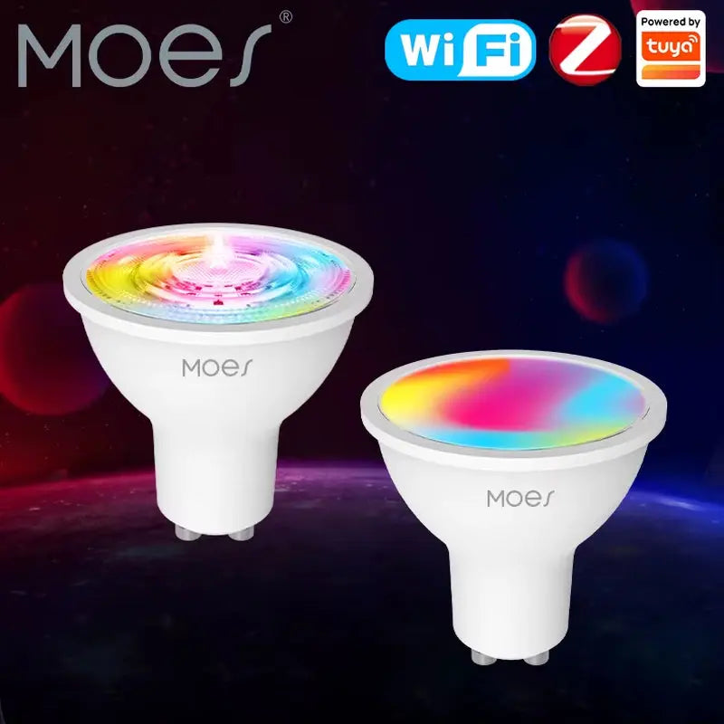 Tuya Zigbee GU10 Smart LED Bulbs - RGB and C+W Dimmable Lamps with Smart Life App Control and Voice Compatibility for Alexa/Google