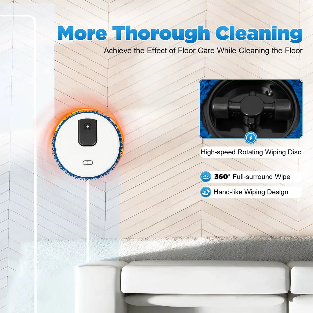 Professional Robotic Vacuum and Mopping System - Mini Automatic Sweeper for Wet and Dry Cleaning, 5W Suction Power