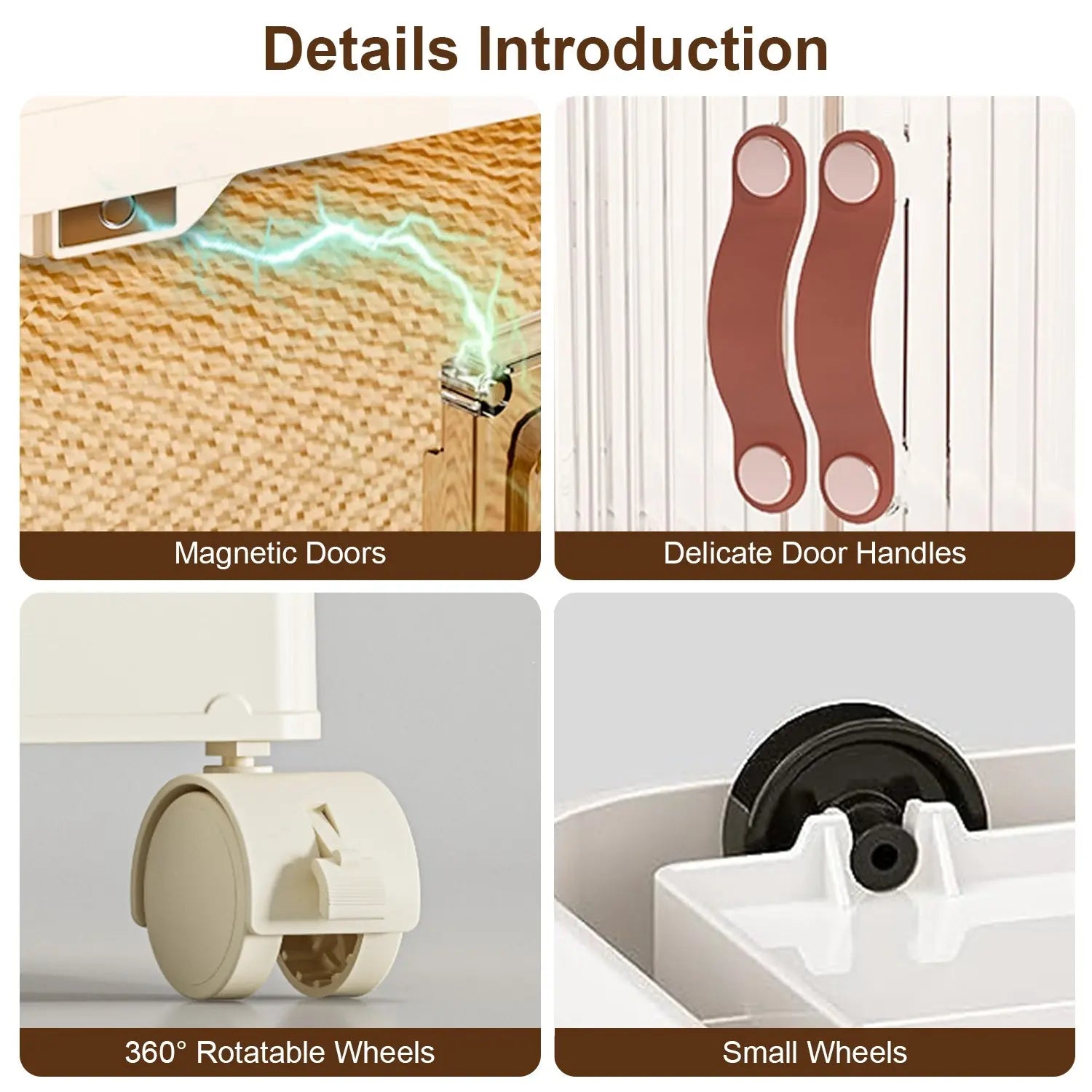 Set of 3 Foldable Storage Bins with Lids, Wheels, and Magnetic Front Doors for Convenient Shipping