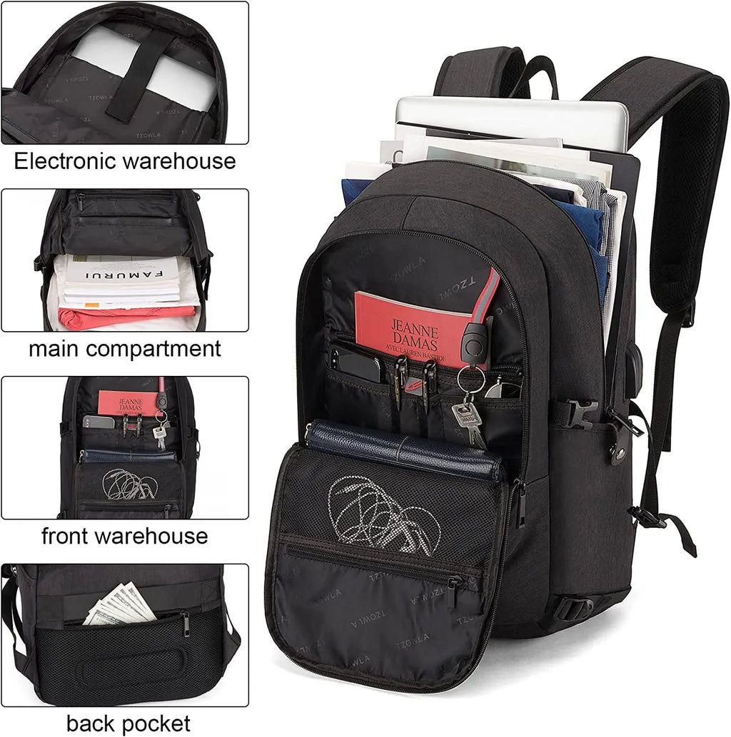 Professional Water-Resistant Anti-Theft Laptop Backpack with USB Charging Port and Lock for 15.6-Inch Computers - Ideal for Business, College, and Casual Use for Men and Women