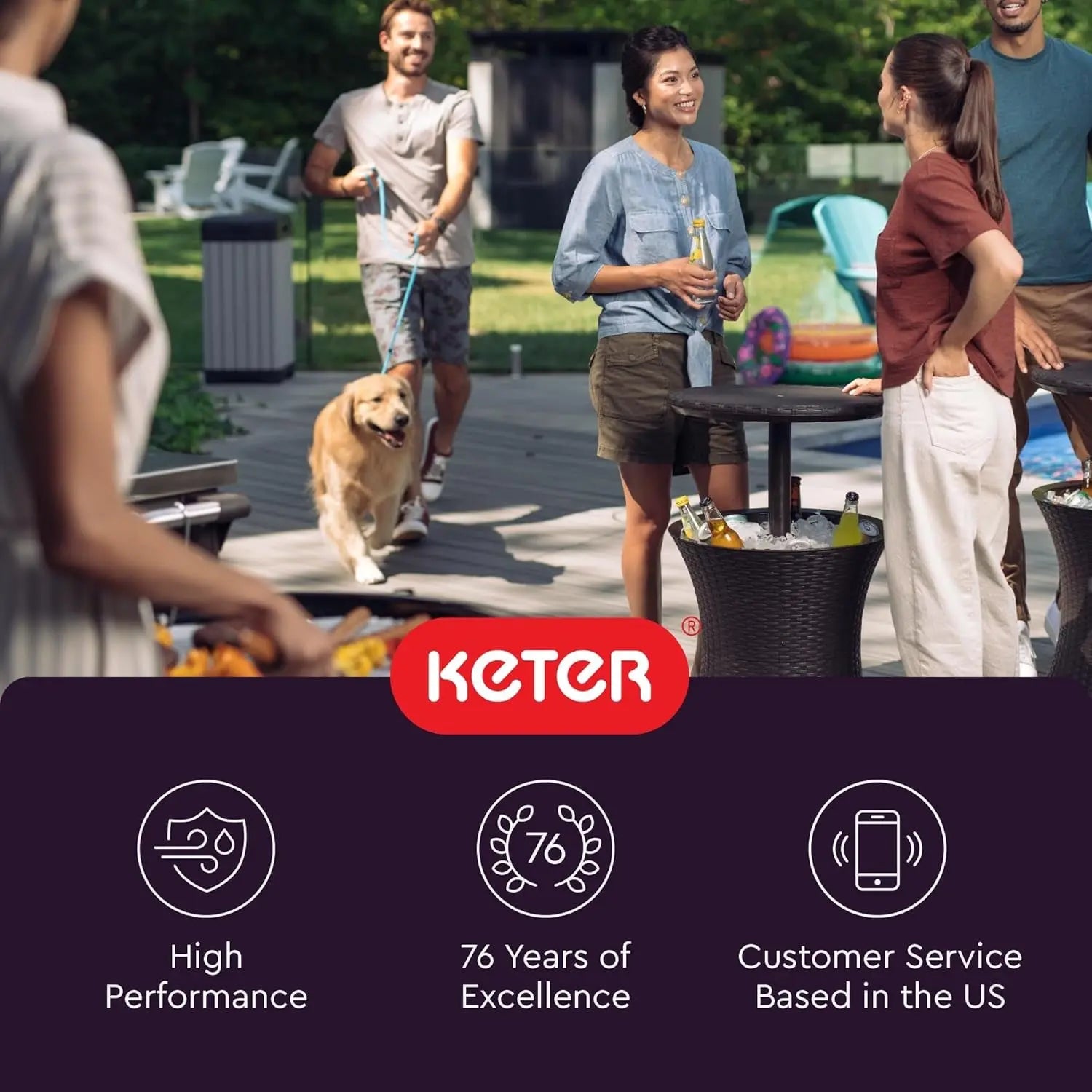 Pacific Cool Bar Outdoor Patio Side Table with Integrated 7.5 Gallon Beverage Cooler in Espresso Brown