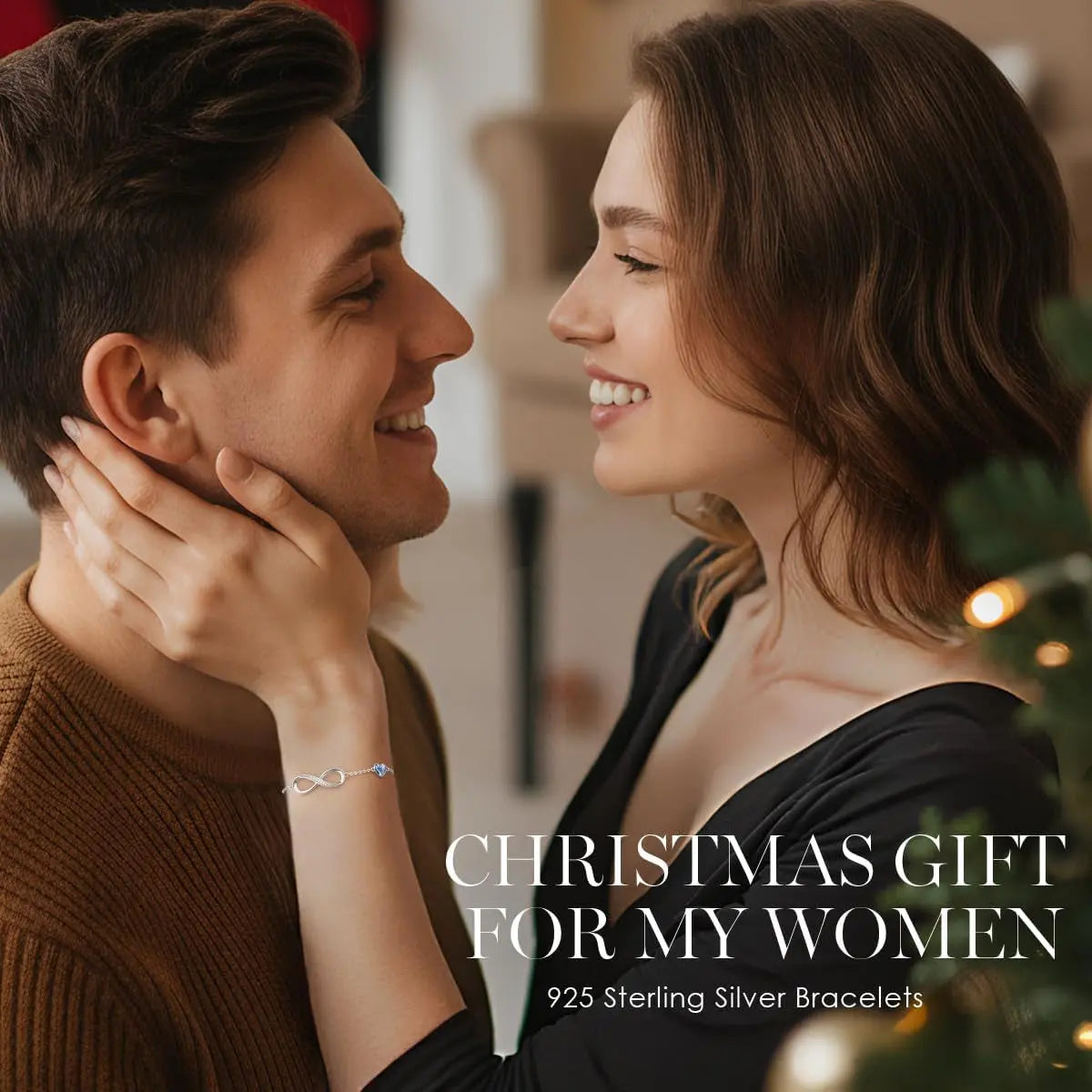 Infinity Heart Birthstone Charm Link Bracelet for Women in 925 Sterling Silver - Adjustable Gift for Mother's Day, Christmas, Anniversaries, and Birthdays for Wife or Girlfriend