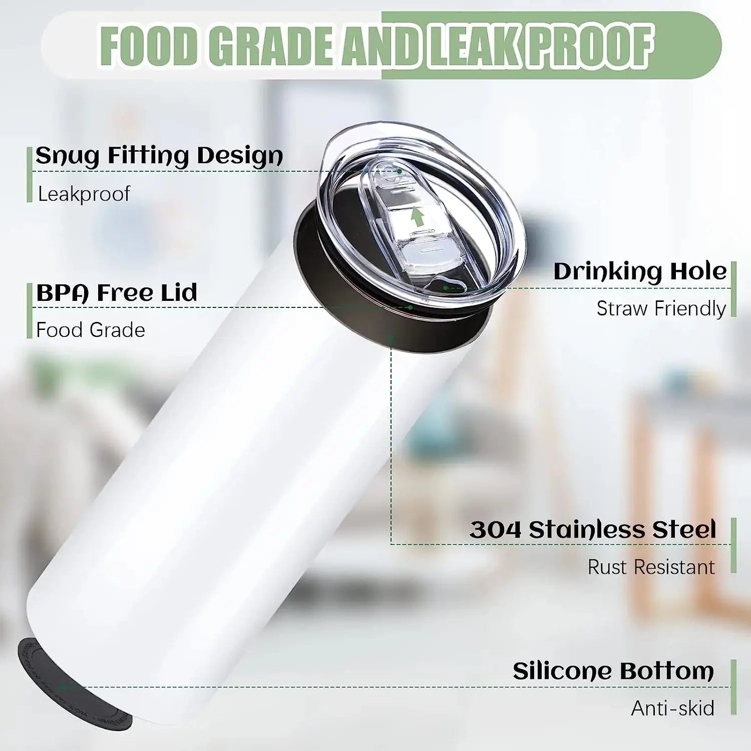 HTVRONT 8-Piece Stainless Steel 20 oz Sublimation Tumblers - Skinny Straight DIY Blank Mugs with Sublimation Papers