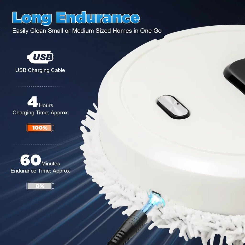 Professional Robotic Vacuum and Mopping System - Mini Automatic Sweeper for Wet and Dry Cleaning, 5W Suction Power