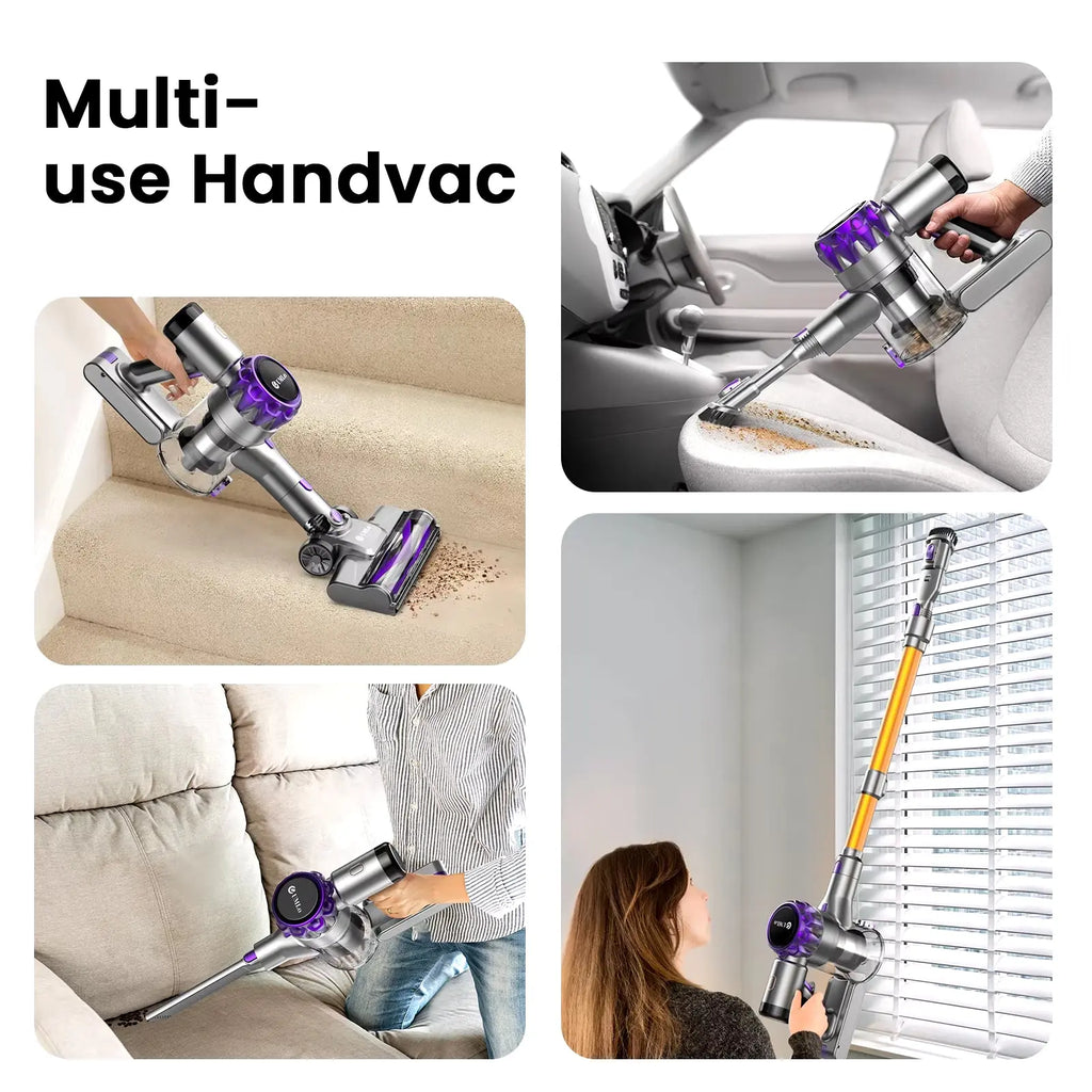 YISORA Cordless Vacuum Cleaner - 30Kpa Suction Power, 55 Minutes Runtime, Touchscreen Control, Ideal for Pet Hair and Carpets