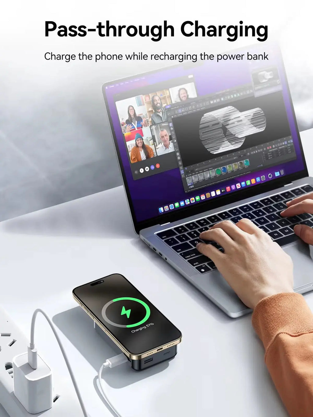 20,000mAh Magnetic Power Bank with PD 20W Wireless Fast Charging for iPhone 15/14/13/12 Series and AirPods 3/2/Pro