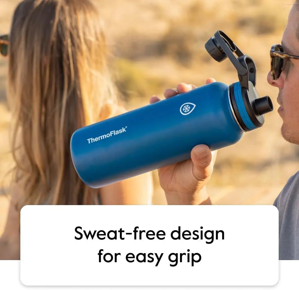 18 oz Stainless Steel Water Bottle with Double Wall Vacuum Insulation, Spout and Straw Lids, White
