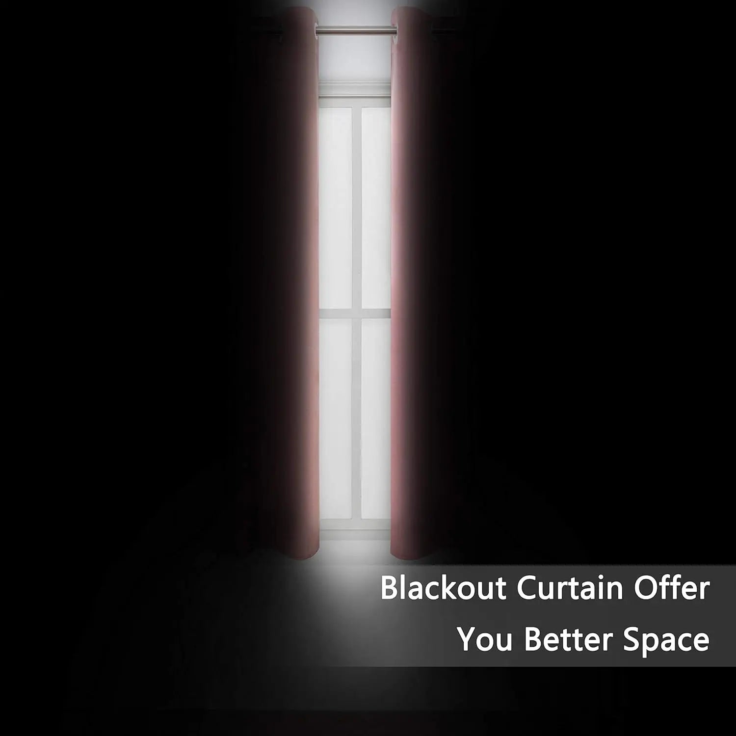 Set of Two Grommet Blackout Curtains in Baby Pink, 42 x 63 Inches for Bedroom