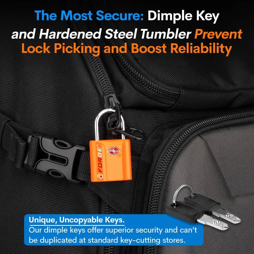 TSA-Approved Travel Locks with Ultra-Secure Dimple Key Mechanism and Zinc Alloy Construction