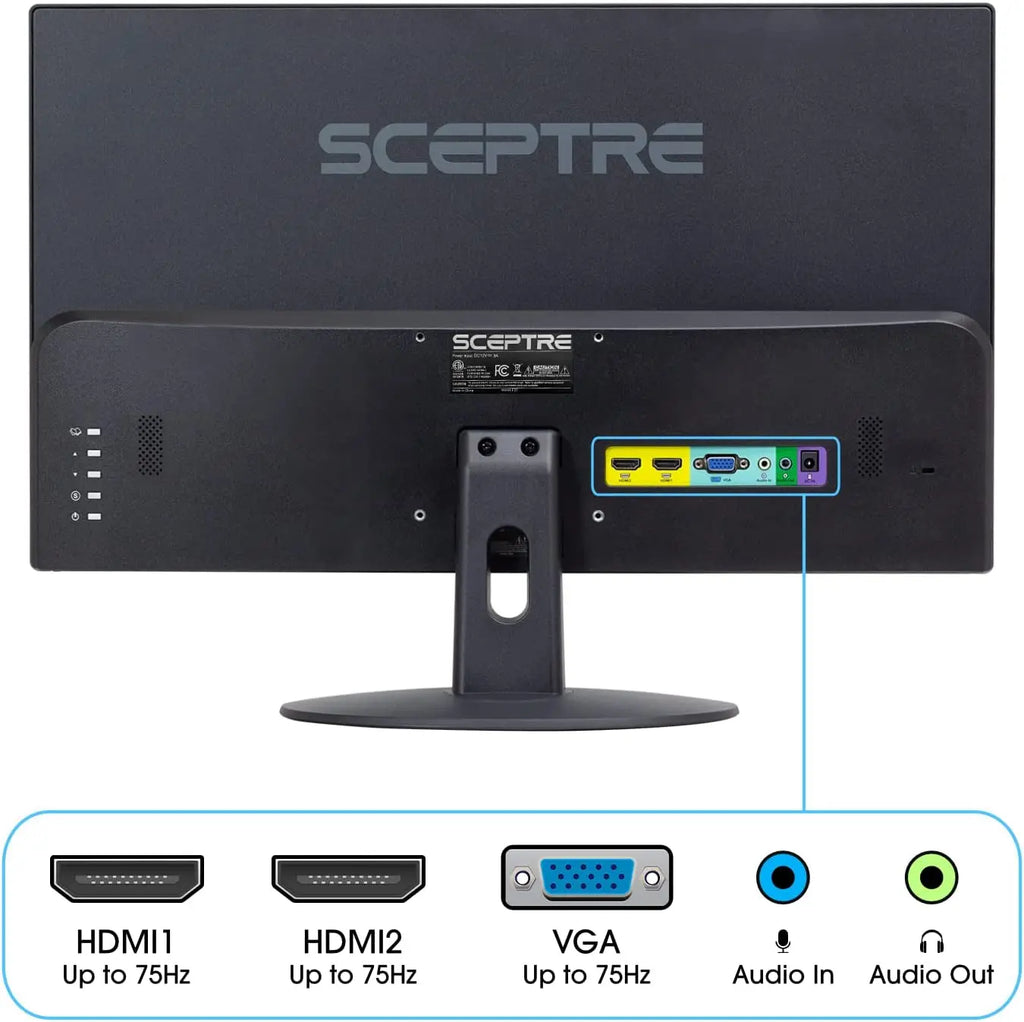 E249W-19203R 24-Inch Full HD LED Gaming Monitor with Dual HDMI, VGA, 75Hz Refresh Rate, and Built-In Speakers - Machine Black