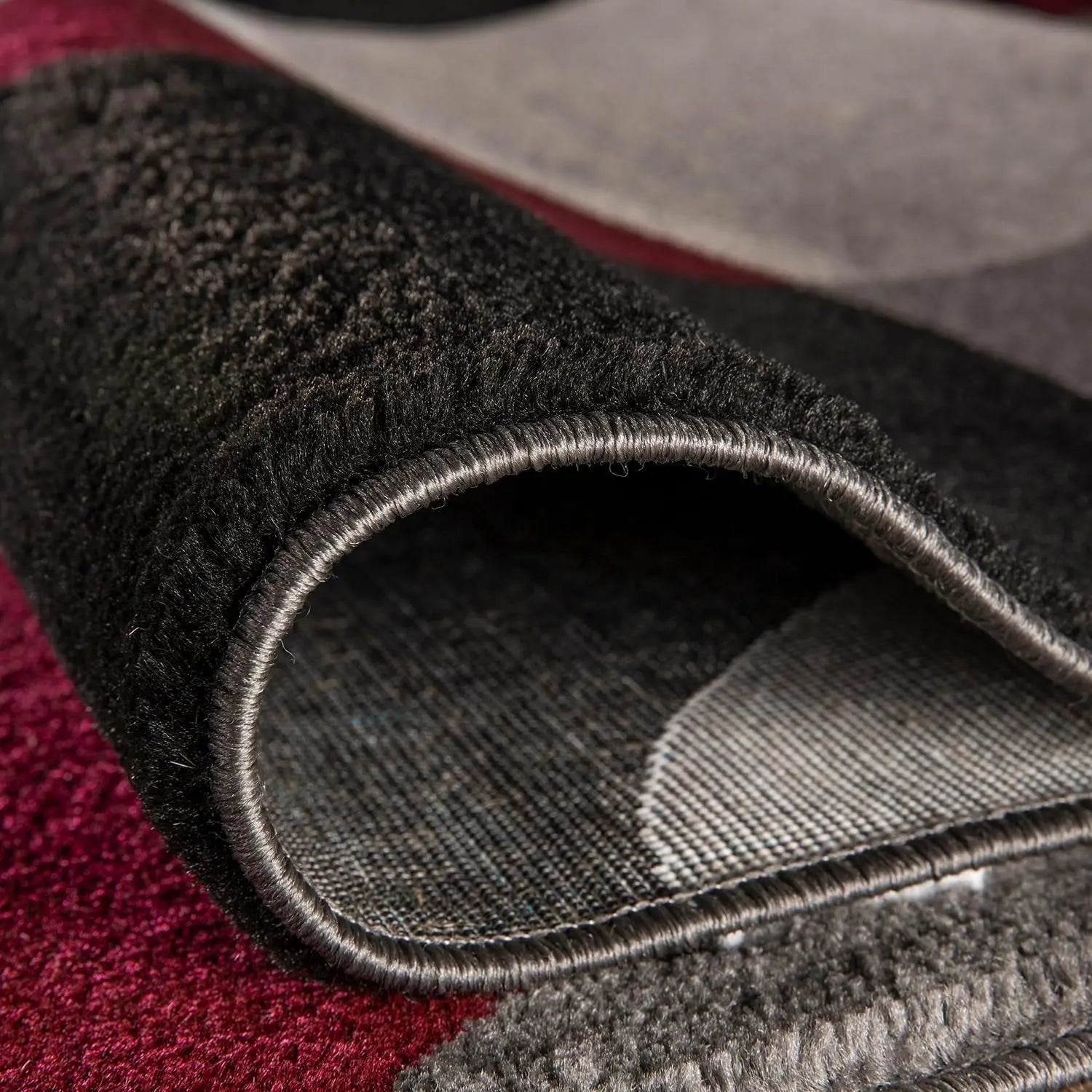 Contemporary Circles Area Rug - Low Maintenance Soft Runner for Home Office, Living Room, Bedroom, and Kitchen - 2' x 7'2" - Burgundy